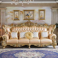 Ensemble de canapés en bois massif antique JINS, canapé de salon de luxe, style classique royal arabe du Moyen-Orient européen, combinaison de canapés 1 2 3