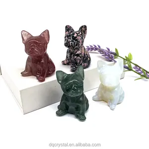 Hete Verkoop Kristal Ambachten Kop Kristal Dieren Mix Materialen 6 Cm Honden Rozenkwarts Obsidiaan Kristal Speelgoed Voor Decoratie En Kind