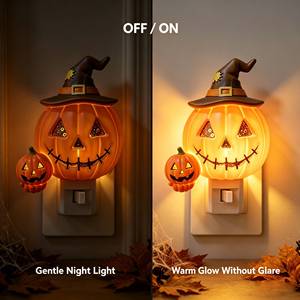 Luz Nocturna LED de Calabaza con Sombrero de Bruja para Dormitorio, Decorativa y Adorable, de Enchufe, Venta al por Mayor para Halloween, Directo de Fábrica - Product Image 4