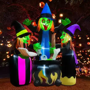 Decorazione Gonfiabile di Halloween con <span class=keywords><strong>3</strong></span> <span class=keywords><strong>Streghe</strong></span> di 1,8 Metri con Luci LED, Spaventosa per Esterni e Feste, Certificazione IP44, 110-240V - Product Image 1