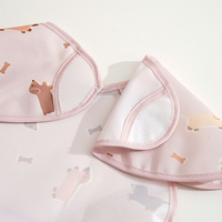 Bavoir pour tout-petit en polyester imperméable, sans transfert d'encre, imprimé d'animaux mignons, avec ailes, imprimé à l'encre de qualité alimentaire
