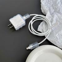 Étui de protection en silicone transparent pour chargeur et câble pour accessoires de charge iPhone 20W/18W