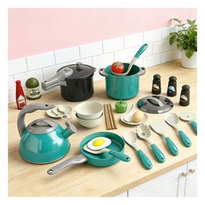 Kids Pretend <b>Kitchen</b> Toy Deluxe Counter <b>Sink</b> Burner Storage Rack Culinary Practice Imagination Development Family Leisure - Product Image 6