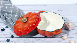 Batterie de cuisine <span class=keywords><strong>en</strong></span> forme de citrouille irrégulière, très demandée, comprenant des casseroles et des faitouts <span class=keywords><strong>en</strong></span> émail <span class=keywords><strong>pour</strong></span> la cuisine, écologiques et antiadhésives - Product Image 3