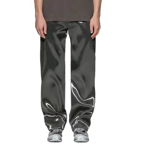 来样定做标志男士灰色液态金属裤街装专用面料金属液态反光流时尚男士裤