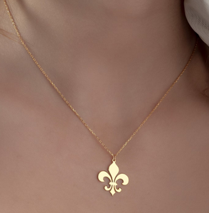 18k placcato oro giglio francese giglio ciondolo Scouting simbolo ciondolo araldica collana antico Revival emblema gioielli - Product Image 6