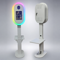 Photomaton portable en métal à hauteur réglable avec anneau lumineux RGB et plateau pour imprimante, idéal pour appareils photo reflex numériques, iPad, mariages et événements festifs