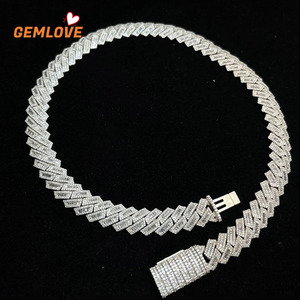 สร้อยคอเพชรเลี้ยงในห้องปฏิบัติการ 9K/14K/18K แบบ Cuban Chain หนาและเป็นประกาย งานจิวเวลรี่คุณภาพสูงสำหรับแร็ปเปอร์ฮิปฮอป - Product Image 1