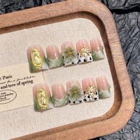 Ongles à presser en acrylique faits main, courbés en bec de canard 3D en PMMA, marque privée, couverture complète, logo personnalisé, faux ongles de luxe légers