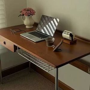 Escritorio de madera maciza de acero inoxidable de estilo antiguo japonés - Product Image 4
