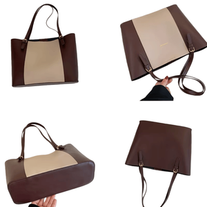 Sacs à main pour femmes en cuir PU de style rétro, nouvelle mode 2025, couture de couleur, grands sacs à main pour femmes pour les trajets quotidiens, vente en gros - Product Image 4