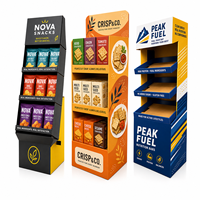 Présentoir de sol en carton multi-niveaux personnalisé pour supermarché, idéal pour la promotion de snacks et biscuits en magasin de détail