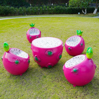 Vente directe usine : Ensemble de sièges et table en fibre de verre, sculpture de fruit du dragon de dessin animé, pour parcs d'attractions, aires de jeux et décorations extérieures