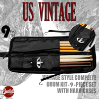 Beatello 9-Piece Professional Drum Bag Portability Protection and Efficient Storage Slub Cotton Fabric American Retro Style