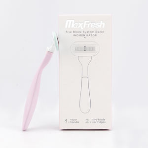 Nhãn Hiệu Riêng Năm Lưỡi Phụ Nữ Dao Cạo Gói Của 1 Kim Loại Xử Lý + 2 Pcs Hộp Mực, Của Phụ Nữ Dao Cạo Hệ Thống Với Nạp - Product Image 2