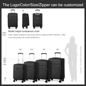 Valise de voyage à 4 roulettes 360 degrés, en nylon souple et pas cher, chariot en alliage d'aluminium avec roues - Product Image 3