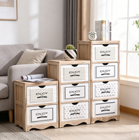 Meilleures ventes : Meuble de chevet vertical en bois massif couleur naturelle, unité de rangement mobile multi-tiroirs, écologique et peu encombrante