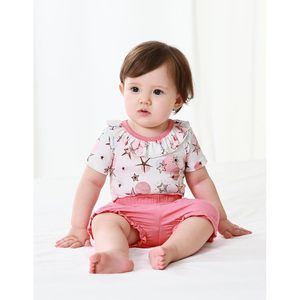 Conjunto de Ropa para Bebé Niña BambooBud, Body con Pantalones Cortos, Estampado con Volantes, Tejido de Fibra de Bambú 100%, Ligero y Transpirable - Product Image 4