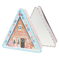 Boîtes en étain triangulaires imprimées sur mesure pour cadeaux de Noël, chocolat, boîte en métal recyclée, sans danger pour les aliments, pour biscuits