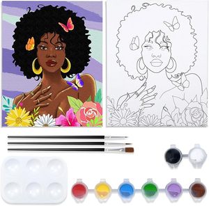 WEBEEDY 2 Pack Canvas Painting Kit For Adults, Paint And Sip Kit Pre Drawn Canvas To Paint 20x25cm Pre Drawn Canvases For Painting For Adults Chic Art - View #2
