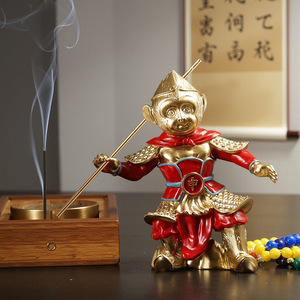 Figura de resina del Rey Mono, estatua artesanal tradicional de color rojo dorado de 6-6,9 pulgadas para sala de estar - Product Image 3
