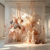 Fleur géante en papier crépon G-014 pour l'aménagement de studios d'art et la décoration de lieux de mariage