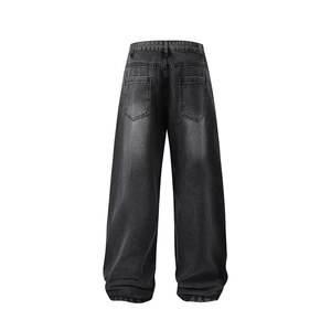 2026 New Arrival Men's Casual Oversized Baggy Style <b>Light</b> Wash Denim Straight Jeans <b>Trousers</b> Mid Loose Hole Winter Streetwear - Product Image 2
