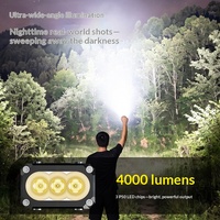 Senter Laser Putih 1000LM Isi Ulang Tipe-C, Baterai 18650 Dapat Diperbesar Layar Digital Aluminium, untuk Berkemah Mendaki Gunung