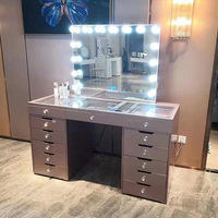 Coiffeuse blanche avec tabouret, lumières LED et miroir, meuble de coiffeuse, table de maquillage