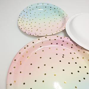 Assiettes à dîner jetables plaquées or de couleur dégradé personnalisées - Product Image 2