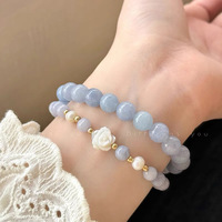 Aigue-marine camélia coquille naturelle Bracelet femme beau étudiant meilleur ami Bracelet Niche Design Bracelet