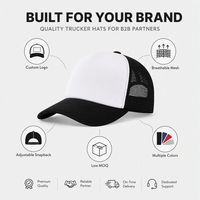 Gorras Trucker de 5 Paneles con Malla Trasera de Espuma Blanca y Negra, Ajustables con Cierre a Presión, para Verano, Deporte y Protección Solar, Venta al por Mayor Económicas