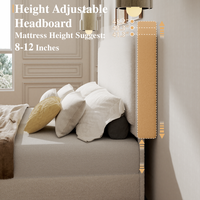 Cadre de lit capitonné en tissu bouclé de luxe avec texture douce et moelleuse, design moderne pour la décoration de la chambre principale