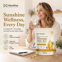 Capsules de vitamine D3 K2 en gélules molles, marque privée OEM, complément alimentaire quotidien, 300 unités