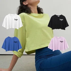 Kaus bayi baru 2024 kaos katun polos gambar cetak kustom Wanita Atasan Hip Hop putih Wanita Atasan Crop