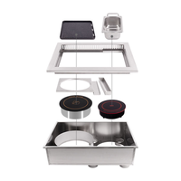 Grill Électrique Commercial Sans Fumée, Commande Tactile, Sécurité Flamme, Yakiniku, Acier Inoxydable, BBQ Coréen de Table, Extraction Intégrée, 2 Barbecues