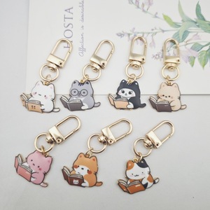 Colgante de gato pintado de aleación de zinc, bonito dije de margarita, llavero con mosquetón, colgante de mascota rosa encantador y de moda, joyería. - Product Image 2