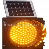 Panneau solaire Polisilicon jaune feu de circulation 170 pièces Led aluminium voyant d'avertissement solaire clignotant feu de signalisation