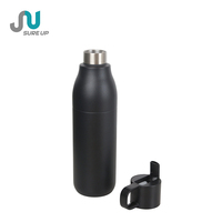 Bouteille isotherme à double paroi avec bouton-poussoir et poignée de transport, 500-740 ml, étanche, anti-poussière, en acier inoxydable, pour les déplacements en extérieur