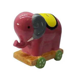 Decoración del hogar Cerámica Artesanía Animal Elefante Hucha Para Regalos