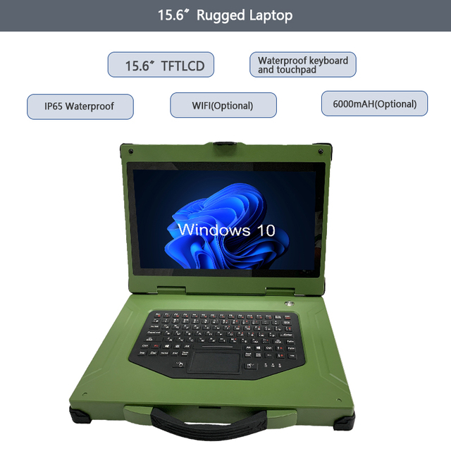 Russian Layout Waterproof Keyboard Embedded Computer Rugged Laptop 15.6 Inch Upward Portable Industrial Computer