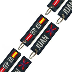 Hight Quality <b>Customized</b> Double Sided Logo Polyester Woven <b>Key</b> Chain With Metal Single Loop Airplane Keychain Patch Personalized - Product Image 3
