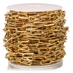 7mm Wide Thick Stainless Steel PVD Gold Plated <b>Long</b> Oval Link Cross Chain | DIY <b>Necklace</b> and Bracelet Jewelry Accessories. - Product Image 1