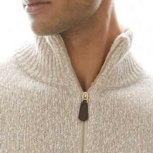 Мужской свитер в стиле Old Money, оверсайз, осенне-зимний, белый, из хлопка и мериносовой шерсти, с защитой от сминания, с воротником-стойкой - Product Image 4