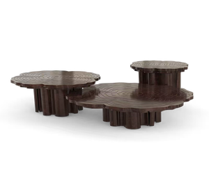 Mesa de centro moderna y moderna para sala de estar, <span class=keywords><strong>muebles</strong></span> de lujo de metal dorado y Raíz de nogal - Product Image 3