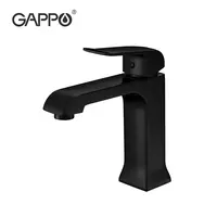 Gappo Black Basinミキサー真ちゅう製バスルーム温水冷水タップシングルハンドル洗面蛇口洗面器亜鉛G1050