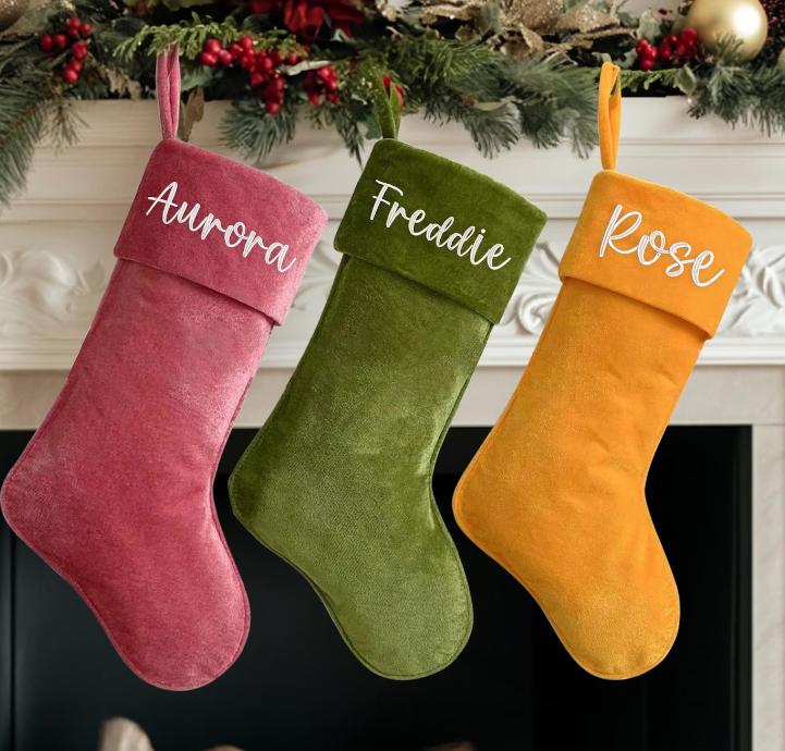 Luxury Velvet Christmas Stocking Personalised Festive Decor Western Style Giant Red Christmas Stocking