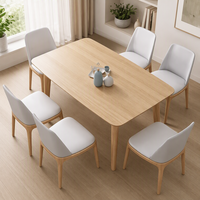 Table à manger rectangulaire en bois massif de style nordique, couleur bois naturel, pour la maison, la salle à manger, le restaurant