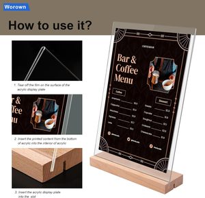 Mùa Xuân Dấu Hiệu Rõ Ràng Khe Cắm Đôi Thiết Kế Cho T/L Hiển Thị Bảng Lều A4 A5 Thực Phẩm <span class=keywords><strong>Menu</strong></span> Bánh T/L Khung Vàng Bằng Gỗ Acrylic Dấu Hiệu Chủ - Product Image 4