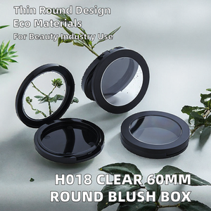 H018 Emballage cosmétique transparent 60mm Rond Monocouche Boîte vide pour poudre, blush, illuminateur et contouring en plastique recyclé - Product Image 2
